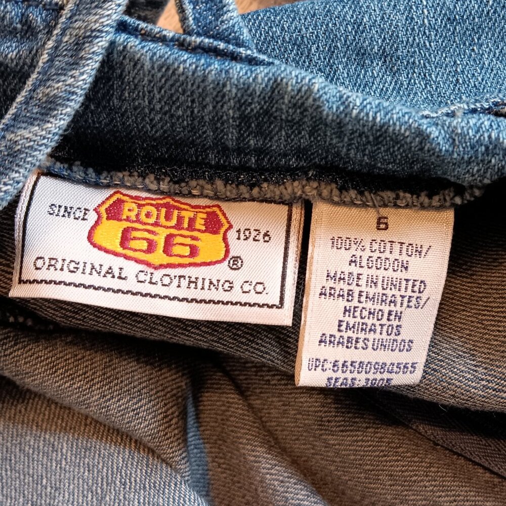 Vintage 90s Y2K Route 66 Dark Wash Denim Dress with Criss-cross Straps - Picture 4 of 7
